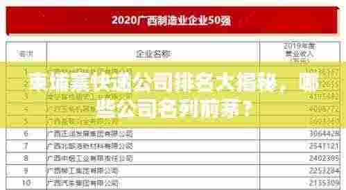 柬埔寨快递公司排名大揭秘,哪些公司名列前茅?