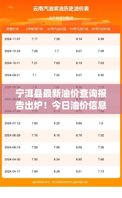 宁洱县最新油价查询报告出炉!今日油价信息一览