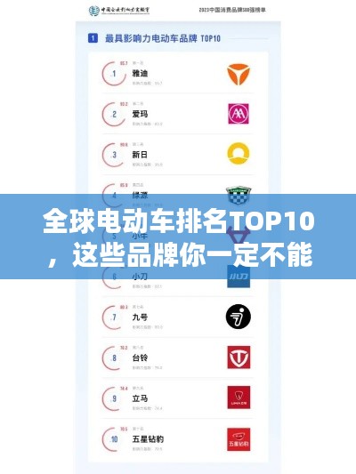 全球电动车排名TOP10，这些品牌你一定不能错过！
