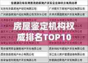 房屋鉴定机构权威排名TOP10，专业性与可靠性一览无余