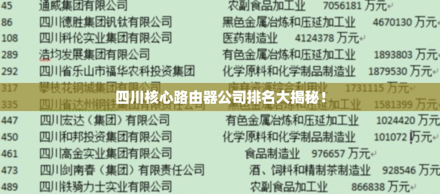 四川核心路由器公司排名大揭秘!