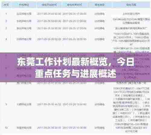 东莞工作计划最新概览,今日重点任务与进展概述