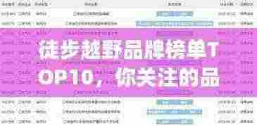 徒步越野品牌榜单TOP10,你关注的品牌上榜了吗?