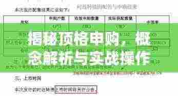 揭秘顶格申购,概念解析与实战操作策略