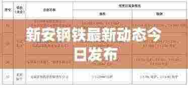 新安钢铁最新动态今日发布
