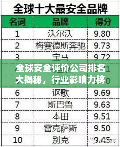 全球安全评价公司排名大揭秘,行业影响力榜单重磅出炉!