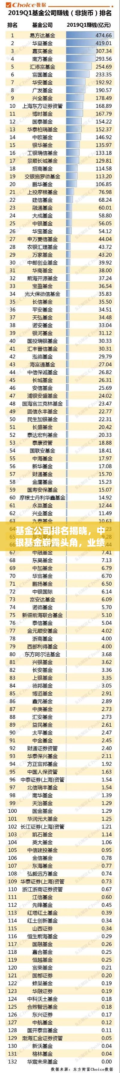 基金公司排名揭晓,中银基金崭露头角,业绩亮眼上榜