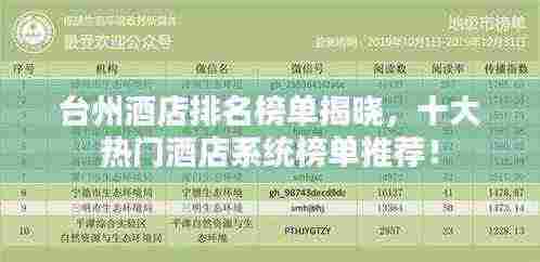 台州酒店排名榜单揭晓,十大热门酒店系统榜单推荐!