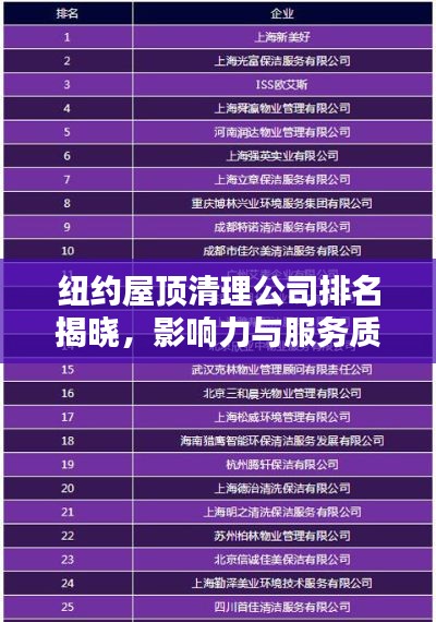 纽约屋顶清理公司排名揭晓,影响力与服务质量一览