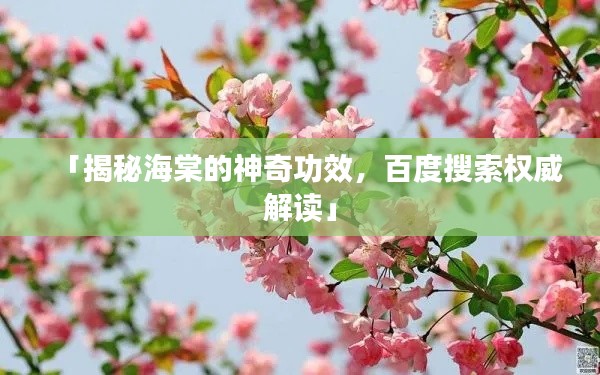 「揭秘海棠的神奇功效,百度搜索权威解读」