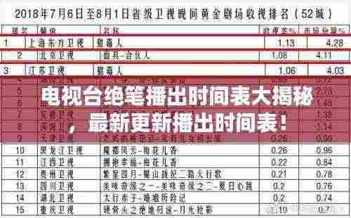 电视台绝笔播出时间表大揭秘,最新更新播出时间表!