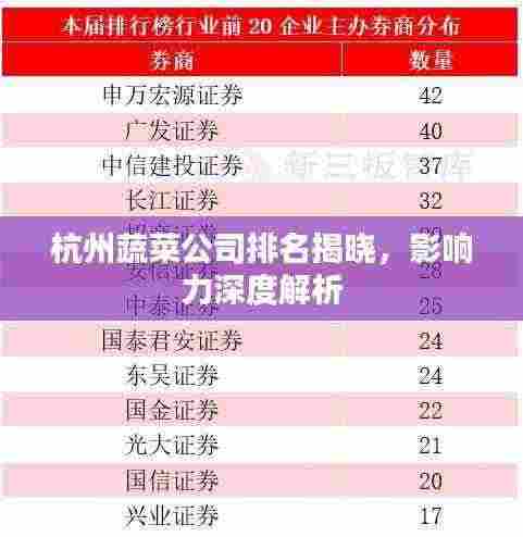 杭州蔬菜公司排名揭晓,影响力深度解析