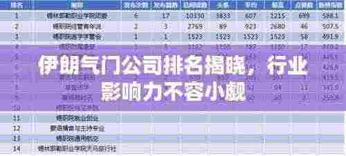 伊朗气门公司排名揭晓,行业影响力不容小觑
