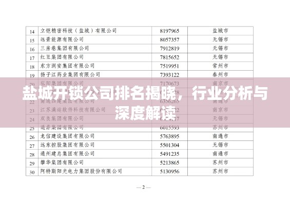 盐城开锁公司排名揭晓,行业分析与深度解读