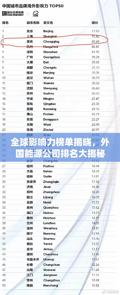 全球影响力榜单揭晓,外国能源公司排名大揭秘!