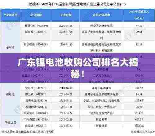 广东锂电池收购公司排名大揭秘!