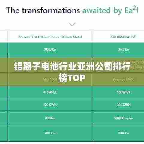 铝离子电池行业亚洲公司排行榜TOP