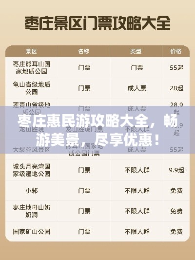 枣庄惠民游攻略大全,畅游美景,尽享优惠!
