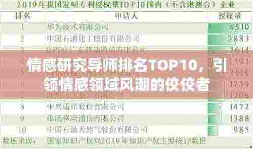 情感研究导师排名TOP10，引领情感领域风潮的佼佼者