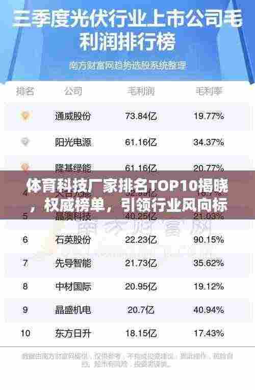 体育科技厂家排名TOP10揭晓，权威榜单，引领行业风向标