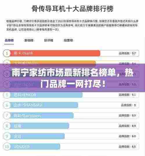 南宁家纺市场最新排名榜单，热门品牌一网打尽！