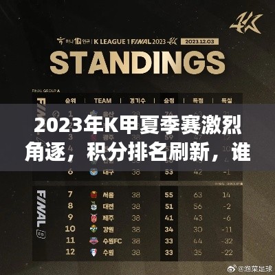 2023年K甲夏季赛激烈角逐,积分排名刷新,谁将成为总冠军?
