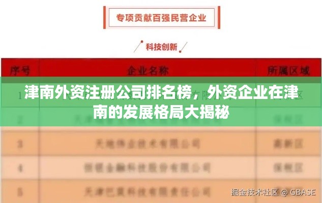 津南外资注册公司排名榜，外资企业在津南的发展格局大揭秘