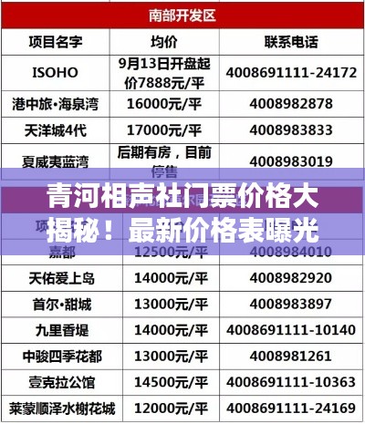 青河相声社门票价格大揭秘!最新价格表曝光!