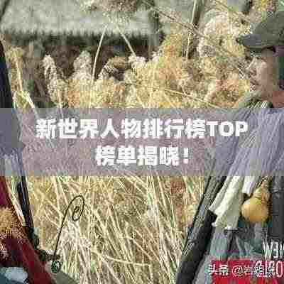 新世界人物排行榜TOP榜单揭晓！