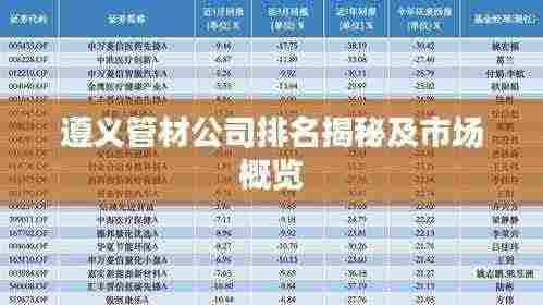 遵义管材公司排名揭秘及市场概览