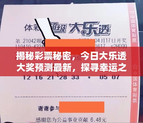 揭秘彩票秘密，今日大乐透大奖预测最新，探寻幸运之门开启之秘