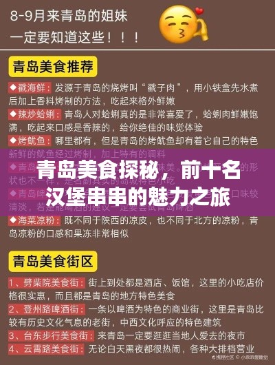 青岛美食探秘，前十名汉堡串串的魅力之旅