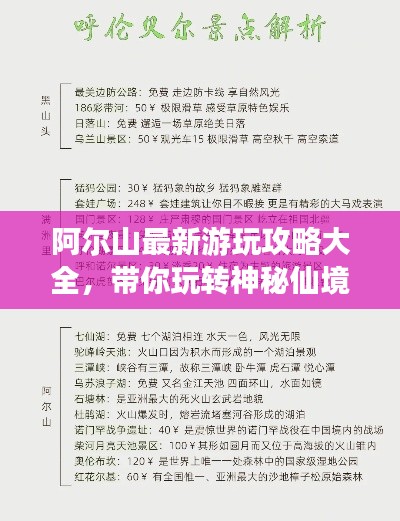 阿尔山最新游玩攻略大全,带你玩转神秘仙境!