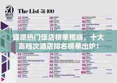 建德热门饭店榜单揭晓，十大高档次酒店排名榜单出炉！