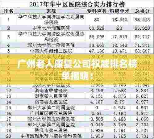 广州老人康复公司权威排名榜单揭晓!