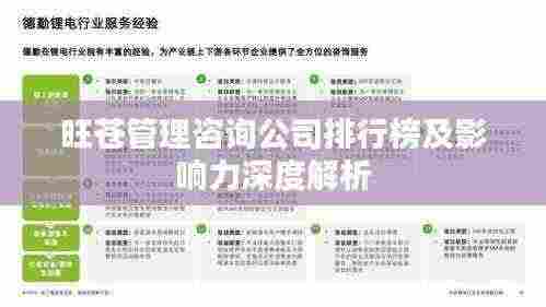 旺苍管理咨询公司排行榜及影响力深度解析