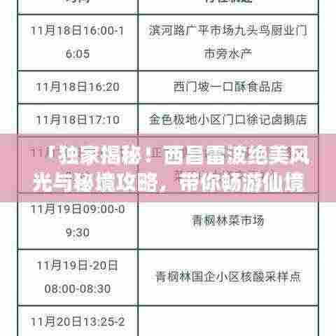 「独家揭秘!西昌雷波绝美风光与秘境攻略,带你畅游仙境之旅!」