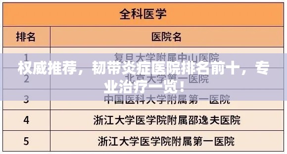 权威推荐,韧带炎症医院排名前十,专业治疗一览!