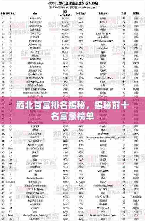 缅北首富排名揭秘,揭秘前十名富豪榜单