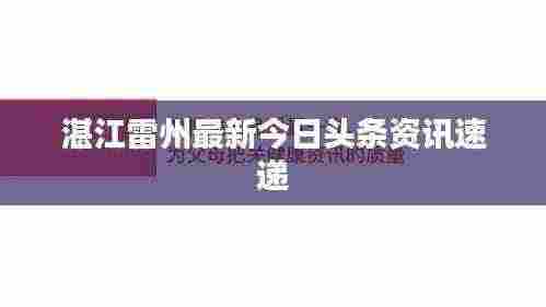 湛江雷州最新今日头条资讯速递