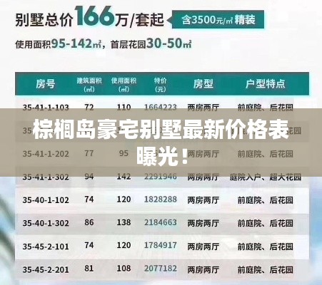 棕榈岛豪宅别墅最新价格表曝光!