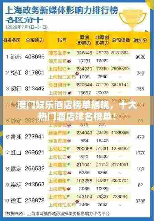 澳门娱乐酒店榜单揭晓,十大热门酒店排名榜单!