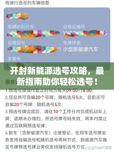 开封新能源选号攻略,最新指南助你轻松选号!