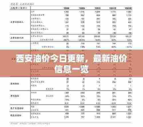 西安油价今日更新,最新油价信息一览
